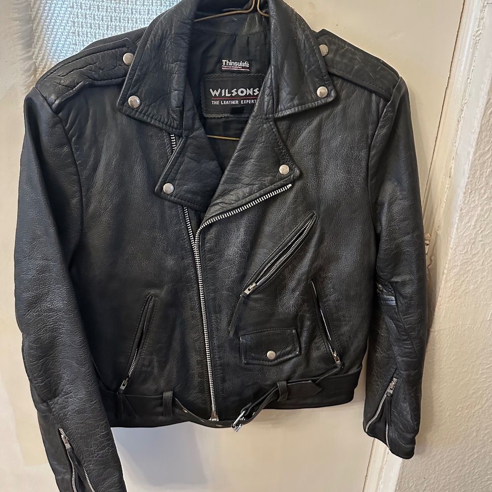 Leather motorcycle jacket